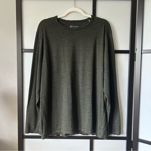 [XL] Cloudveil Men’s Fine Merino Wool Olive Green Layering Winter Long Sleeve
